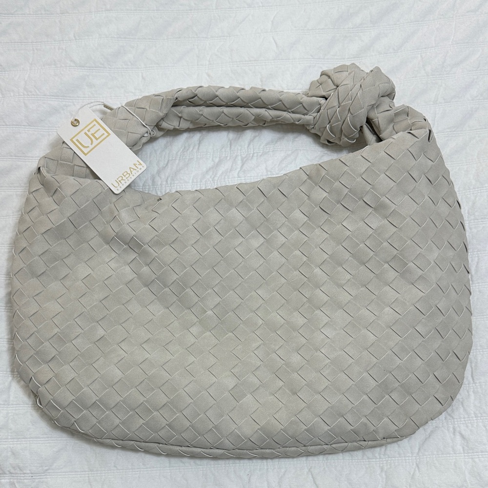 Urban Expressions Light Gray Woven Hobo Bag